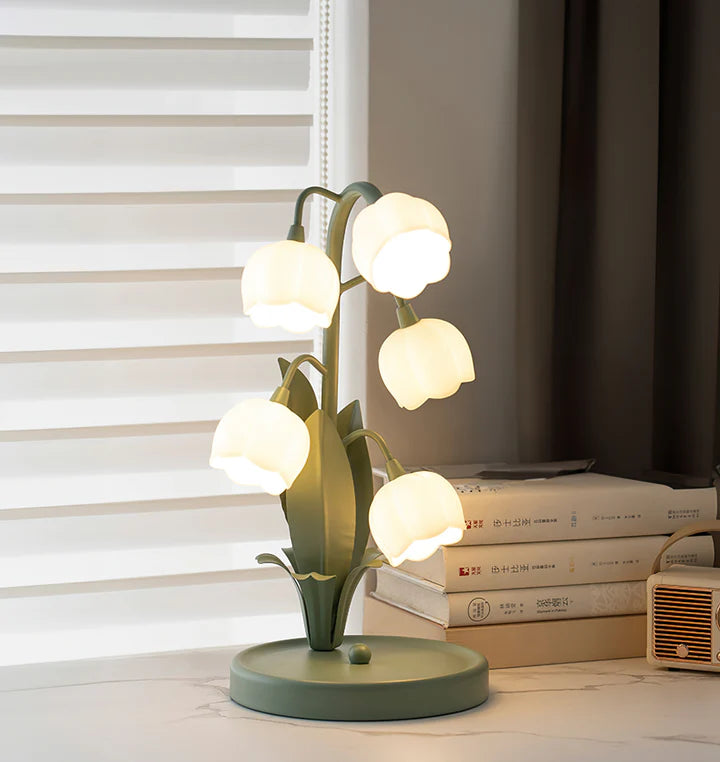 Bell Orchid Floral Table Lamp – Premium Metal Bedside & Desk Light
