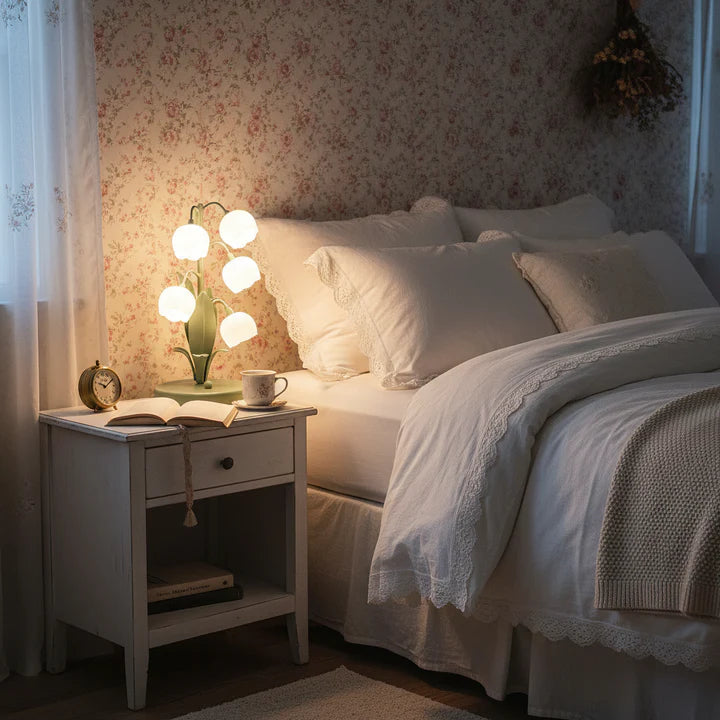 Bell Orchid Floral Table Lamp – Premium Metal Bedside & Desk Light
